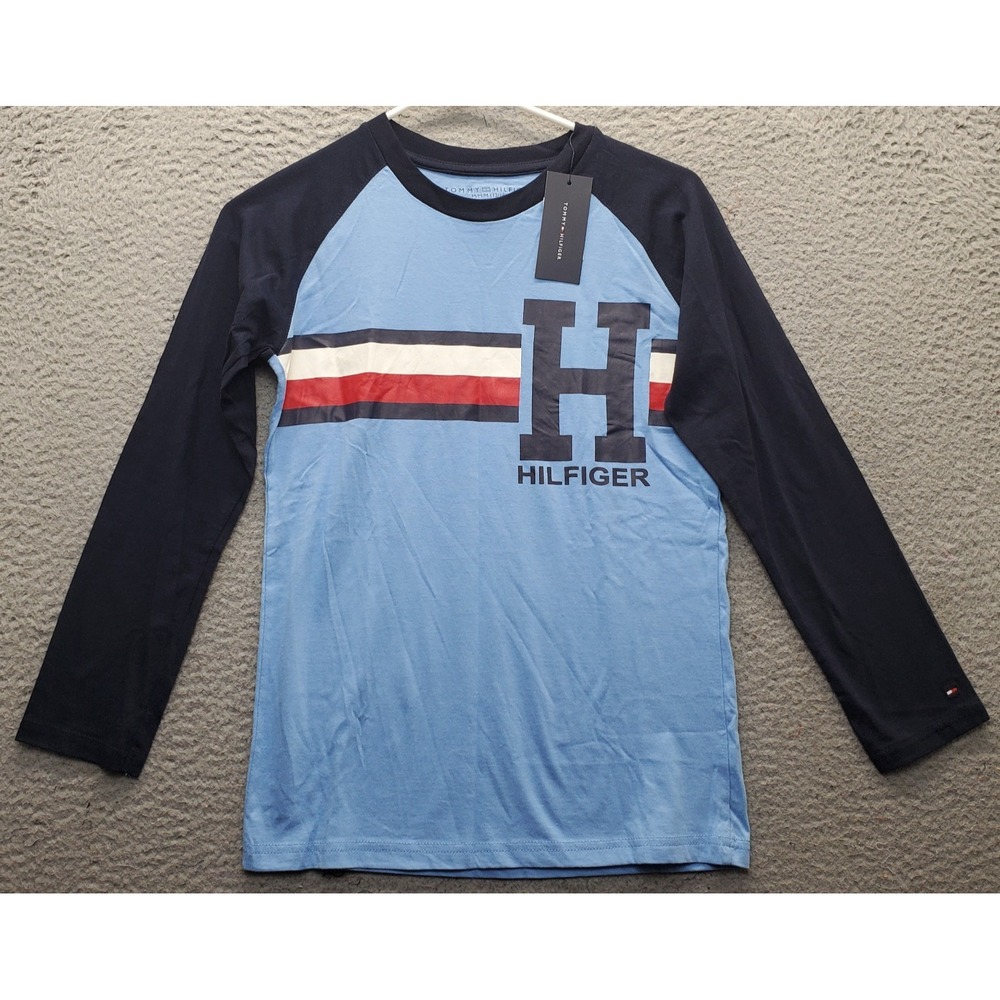 Tommy Hilfiger T-Shirt Boys M Multi Graphic Logo Long Sleeve Crew Neck Pullover